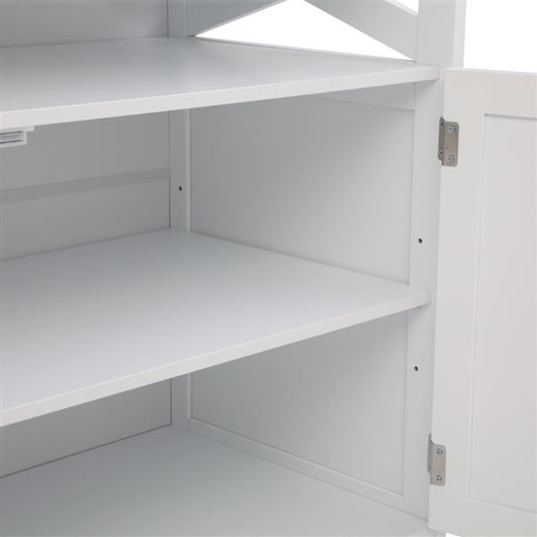 Double Door Side Cabinet With Partition White