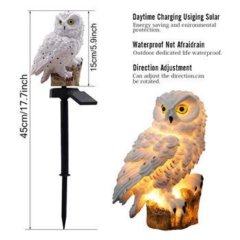 ZC001105 Solar Owl Landscape Light White