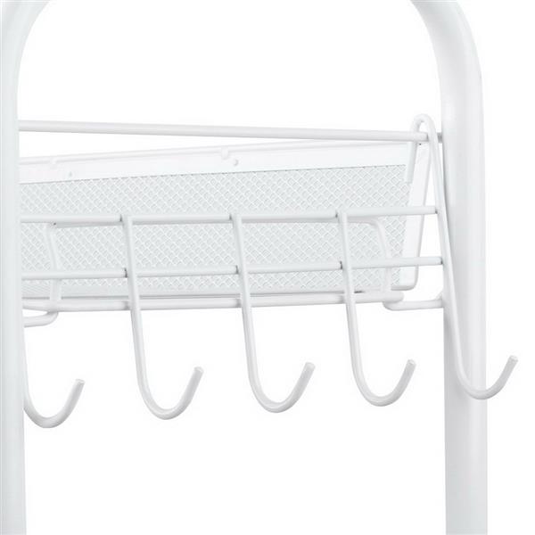 Exquisite Honeycomb Net Three Tiers Storage Cart with Hook Ivory White