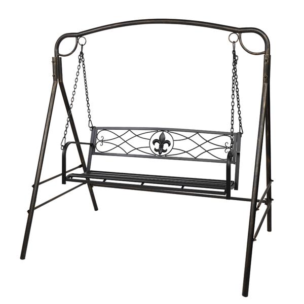 Flat Tube Double Swing Chair With Thick Back Line Black（not include swing frame）