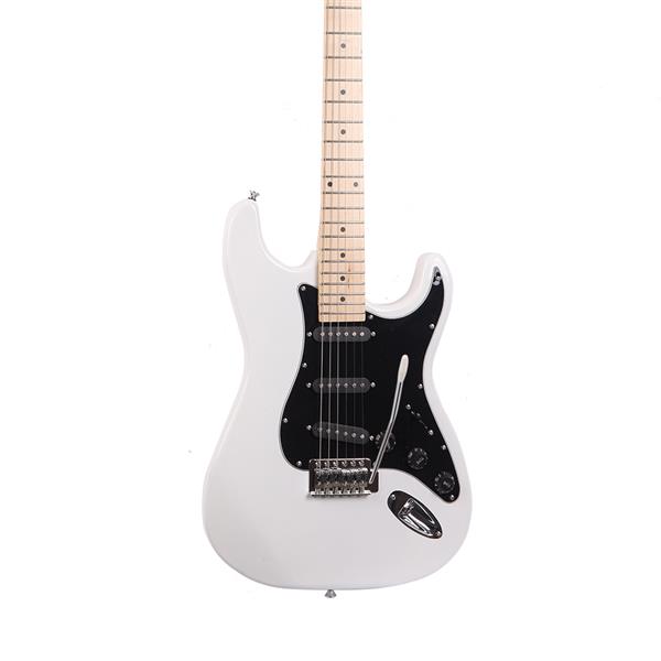 ST Stylish Electric Guitar with Black Pickguard White