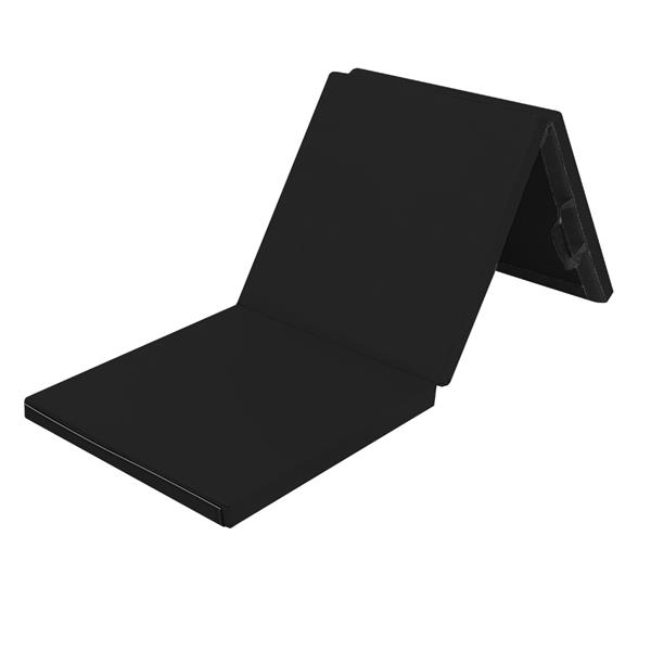 6'x2'x2" Tri-fold Gymnastics Yoga Mat with Hand Buckle Black