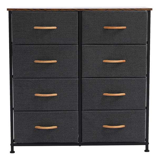 4-Tier Wide Drawer Dresser, Storage Unit with 8 Easy Pull Fabric Drawers and Metal Frame, Wooden Tabletop for Closets, Nursery, Dorm Room, Hallway,Gray