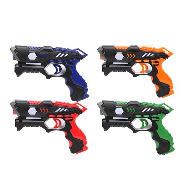 LEADZM Laser Gun Small 4 Pack (Red / Blue / Green / Orange)   4 Vests (Red / Blue / Green / Orange)