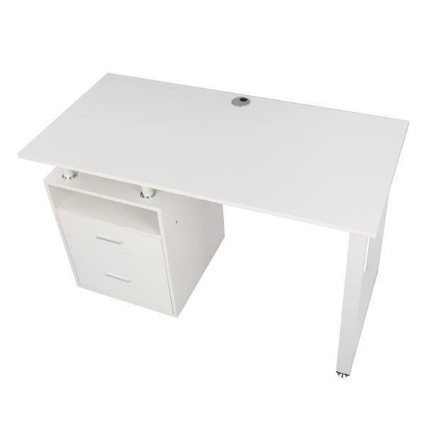 Pipe Rack Two Drawers Computer Desk White