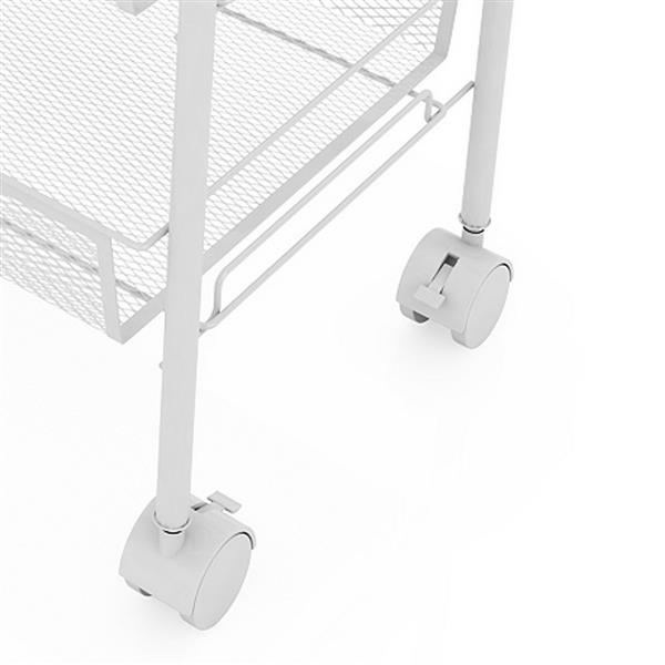 Exquisite Honeycomb Net Four Tiers Storage Cart with Hook Ivory White