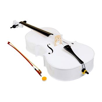4/4 Wood Cello   Bag   Bow   Rosin   Bridge White
