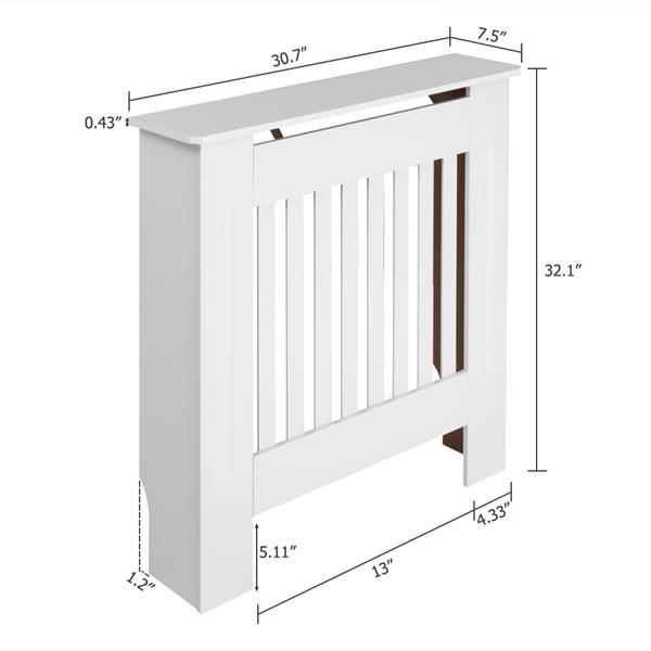 Simple Traditional Design Ventilated E1 MDF Board Vertical Stripe Pattern Radiator Cover White S