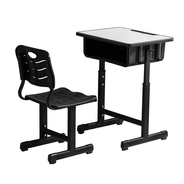 Adjustable Students Children Desk and Chairs Set Black