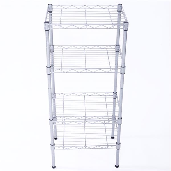 XM-207S Rectangle Carbon Steel Metal Assembly 4-Shelf Storage Rack Silver Gray