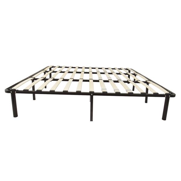 79*75*14 Wooden Bed Slat and Metal Iron Stand King Size Iron Bed Black