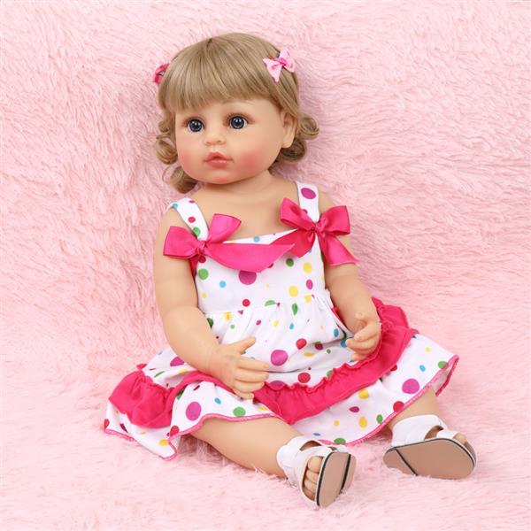 All-Plastic Simulation Doll: 22 Inches Cute Polka Dot Skirt