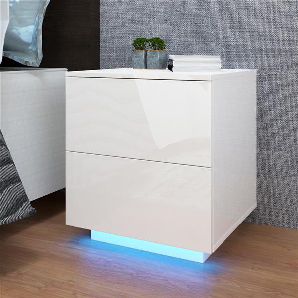 LED Double Side Cabinet Bedside Table White