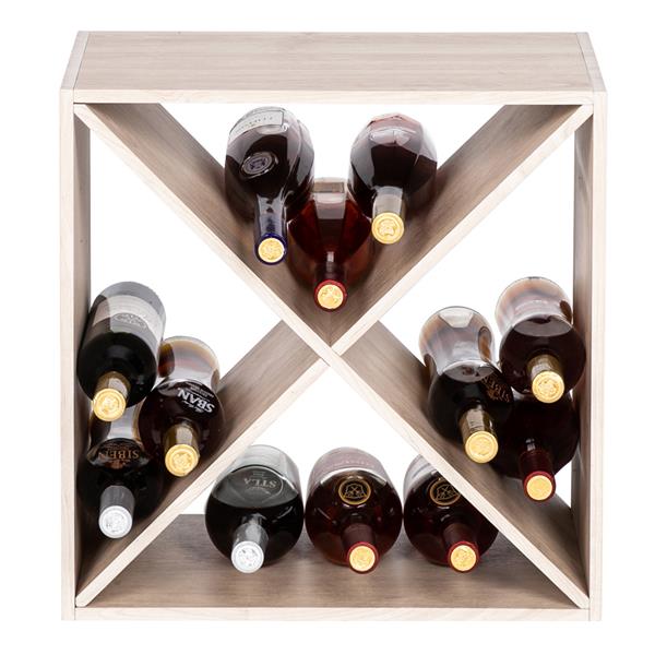 4 Cube Wine Rack, Holds 12-16 Bottles, Classic Style Wine Racks for Bottles, Perfect for Bar, Wine Cellar, Basement, Cabinet, Pantry