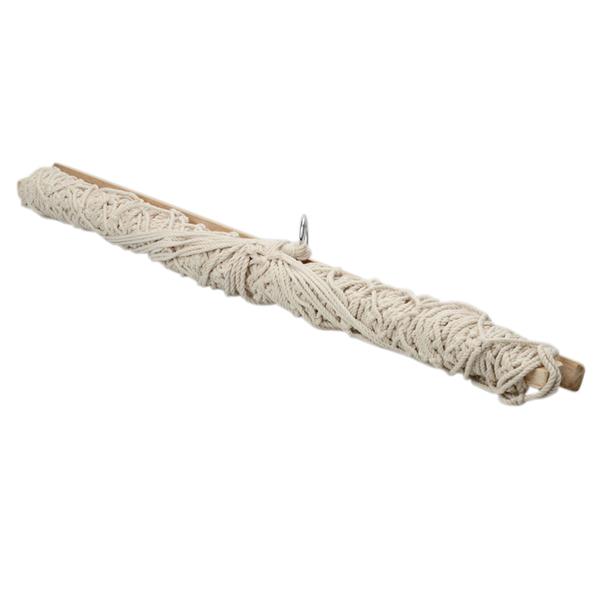 Wood Pole Cotton Rope Hammock Bed with Rope White