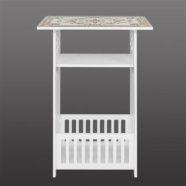 Wood Plastic Board 3-storey Locker Bedside Cabinet Tea Table Coffee Table White