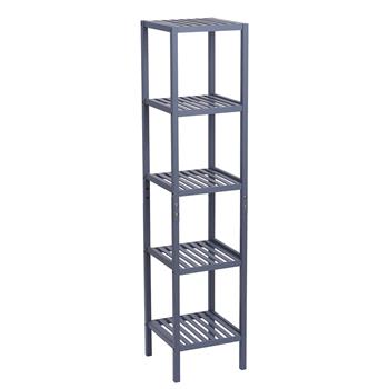 100% Bamboo Bathroom Shelf 5-Tier Multifunctional Storage Rack Shelving Unit 146*33*33cm Gray