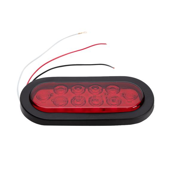 4Pcs RED 10 LED Trailer Truck Stop/Turn/Tail Brake Lights 6" Oval Sealed Mount