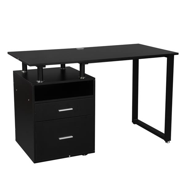 Pipe Rack Two Drawers Computer Desk Black