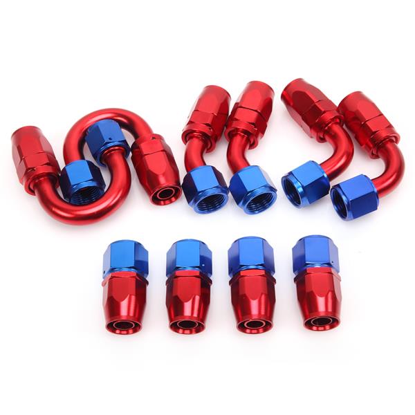 10AN 20-Foot Universal Silver Fuel Pipe   10 Red and Blue Connectors