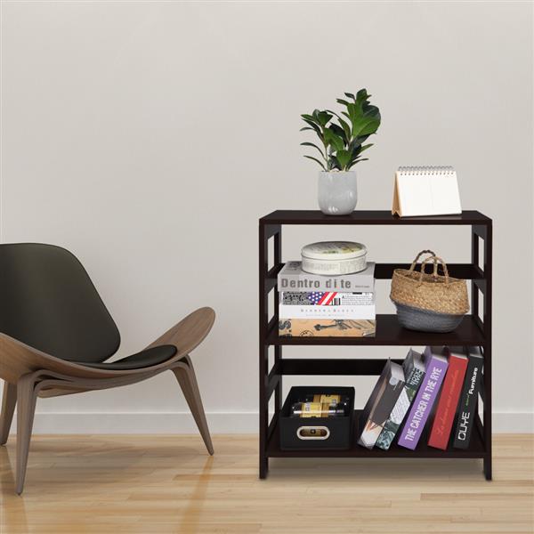 Storage Rack Wood Shelf 3 Tier Bookcase Shelf Storage Organizer, Brown Color