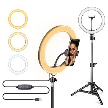 Kshioe 10-inch Ring Light (with PTZ Clip)  50cm Small Floor Lamp Stand Set（DO NOT SELL ON AMAZON）