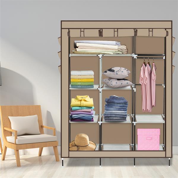 69" High-leg Non-woven Fabric Assembled Cloth Wardrobe Beige