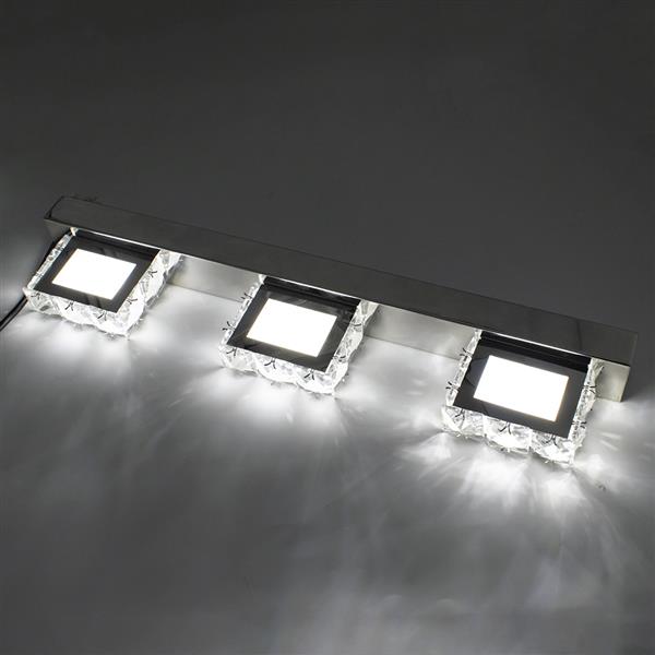 9W ZC001208 Three Lights Crystal Surface Bathroom Bedroom Lamp White Light Silver