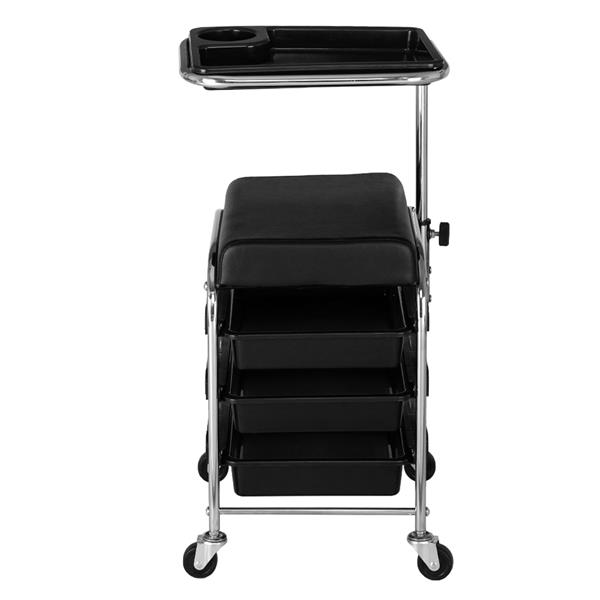 Mobile Nail Pedicure Beauty Salon Trolley Chair Stool Black
