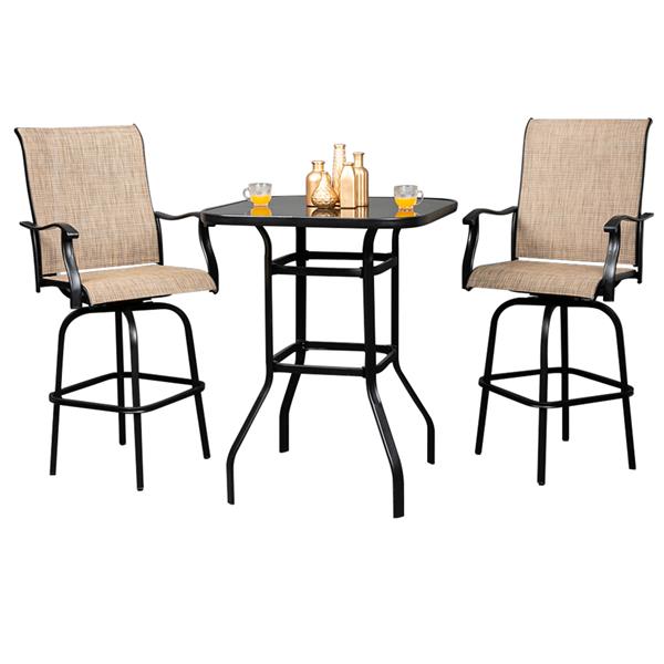 2pcs Wrought Iron Swivel Bar Chair Patio Swivel Bar Stools Black