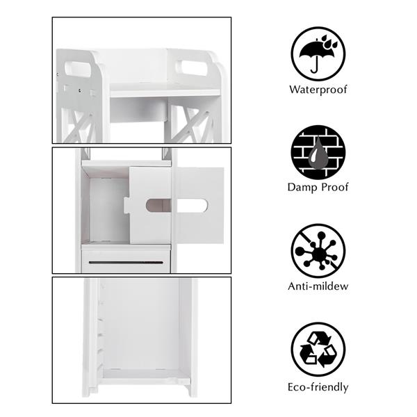 Bathroom Storage Shelf Drawer Multi Compartment Organizer Water Proof Anti Decay Anti Rot Environmental Friendly White