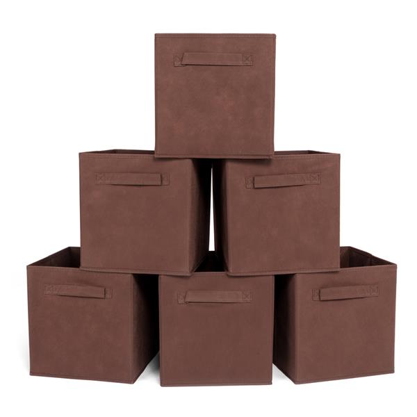 6pcs High Quality Non-woven Fabrics Storage Boxes Brown