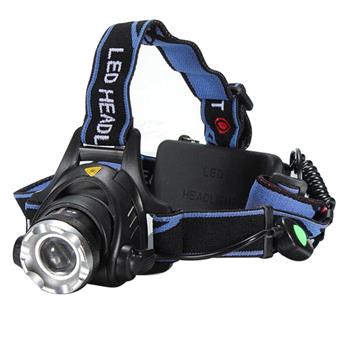 1800lm Middle Switch White Light Stretchable Headlamp Suit with US AC Adapter & 18650 Batteries Blue