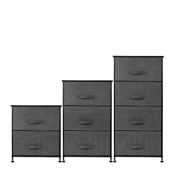 4-Tier Dresser Tower, Fabric Drawer Organizer With 4 Easy Pull Drawers With Metal Frame,Wooden Tabletop For Living Room, Closet, Grey