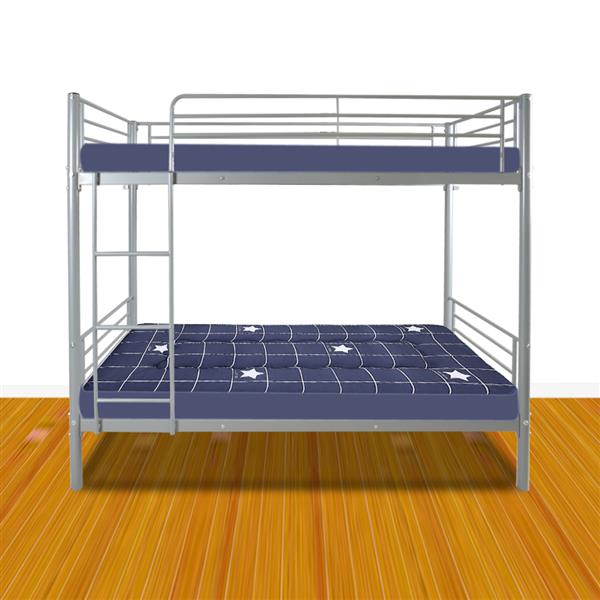 Iron Bed Bunk Bed with Ladder for Kids Twin Size Gray