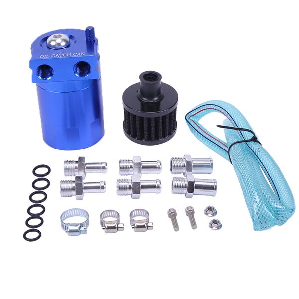Round Oil Catch Tank Double hole Oil Catch Tank with Air Filter Blue