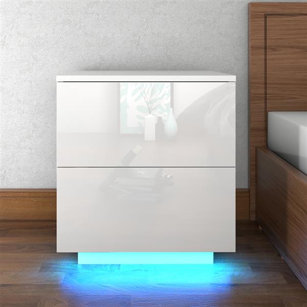 LED Double Side Cabinet Bedside Table White