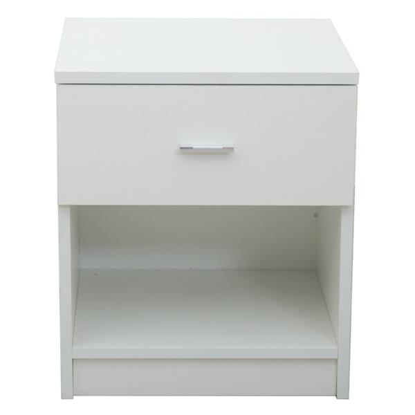 1 Drawer Metal Handle Bedside Cabinet Night Table White