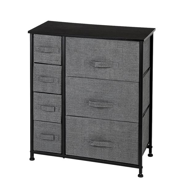 Dresser With 7 Drawers - Furniture Storage Tower Unit For Bedroom, Hallway, Closet, Office Organization - Steel Frame, Wood Top, Easy Pull Fabric Bins, Grey