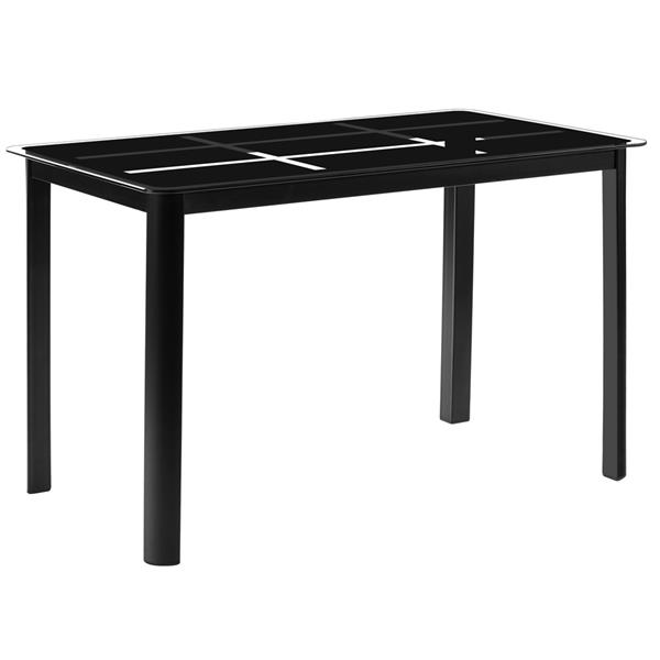 Rectangle Tempered Glass Dining Table with Nine Block Box Pattern Black