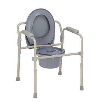 Iron Frame Folding Toilet Seat Beige White