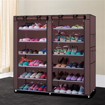 6-Row 2-Line 12 Lattices Non-woven Fabric Shoe Rack Coffee