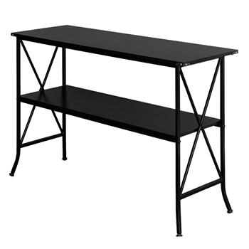 Artisasset Black MDF Countertop Black Wrought Iron Base 2 Layers Console Table