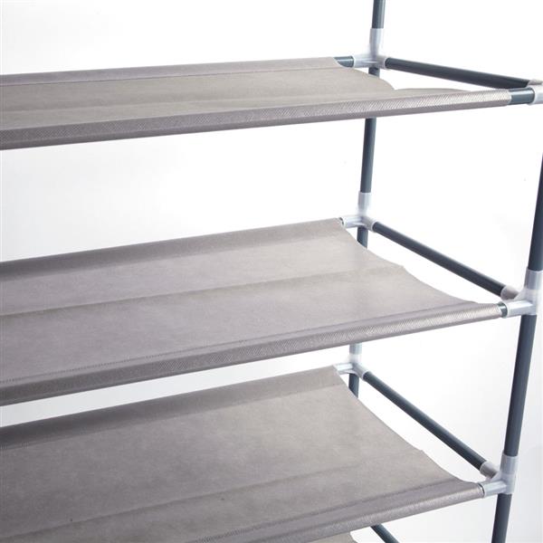 Simple Assembly 10 Tiers Non-woven Fabric Shoe Rack Gray