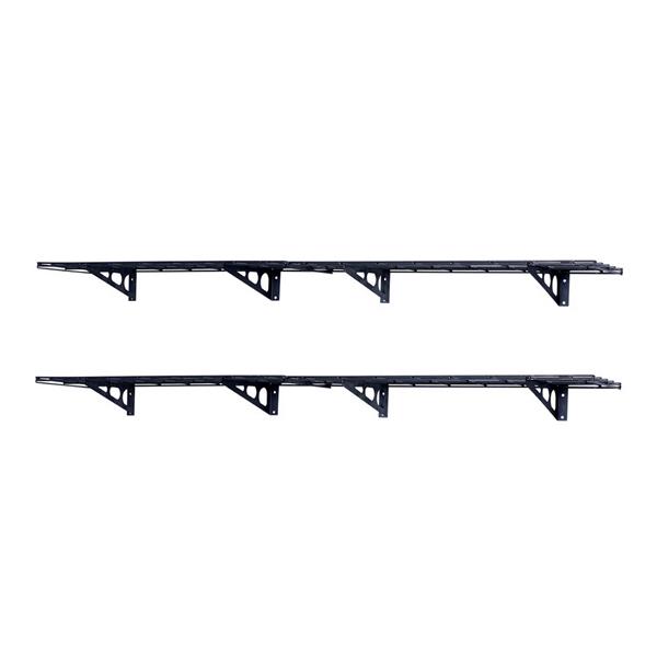 Black 2-Pack 1x6ft 12-inch-by-72-inch Wall Shelf Garage Storage Rack