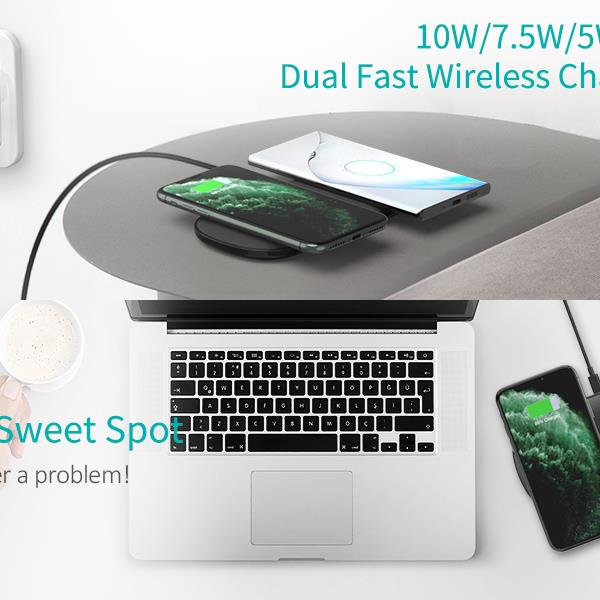 Ban on Amazon platform salesCHOETECH Dual Wireless Charger (QC3.0 Adapter included), 5 Coils Qi Certified Fast Wireless Charging Pad Compatible with iPhone 11 11Pro/11Pro Max/XS 