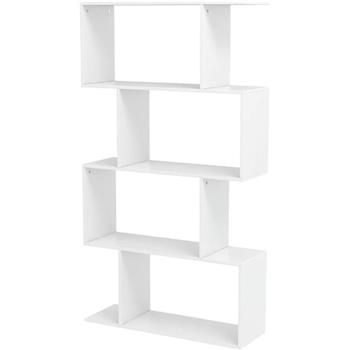 4 Shelf Bookcase, Modern S-Shaped Z-Shelf Style Bookshelf, Multifunctional Wooden Storage Display Stand Shelf for Living Room, Home Office, Bedroom, Bookcase Storage Shelf