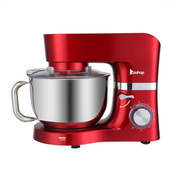 ZOKOP ZK-1503 Chef Machine 5.5L 660W Mixing Pot With Handle Red Spray Paint
