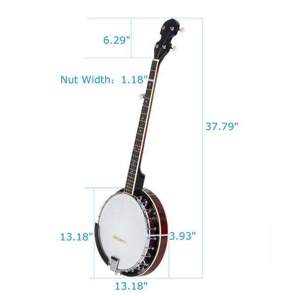 Top Grade Exquisite Professional Wood Metal 5-string Banjo White & Wood Color