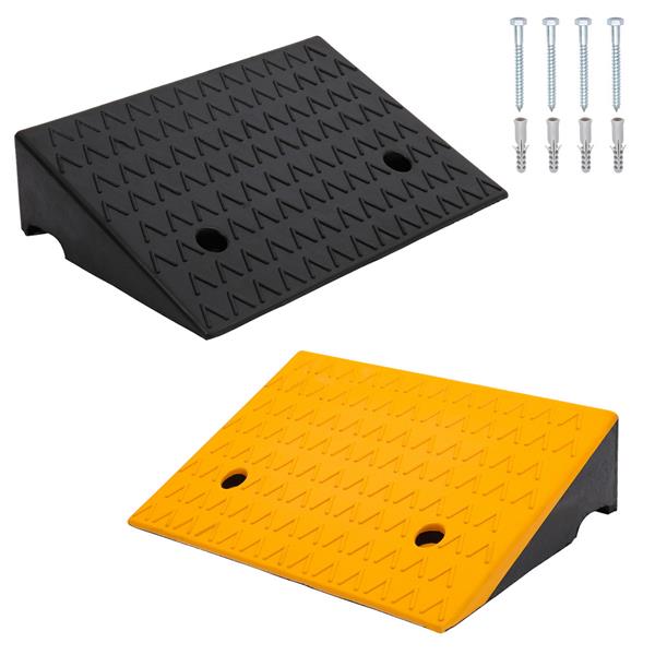 2PCS Rubber Car Curb Ramps, 5" Rise Portable Lightweight Threshold Ramp Set Heavy Duty Loading Ramp Slope Motorcycle Pad for Driveway, Sidewalk, Loading Dock